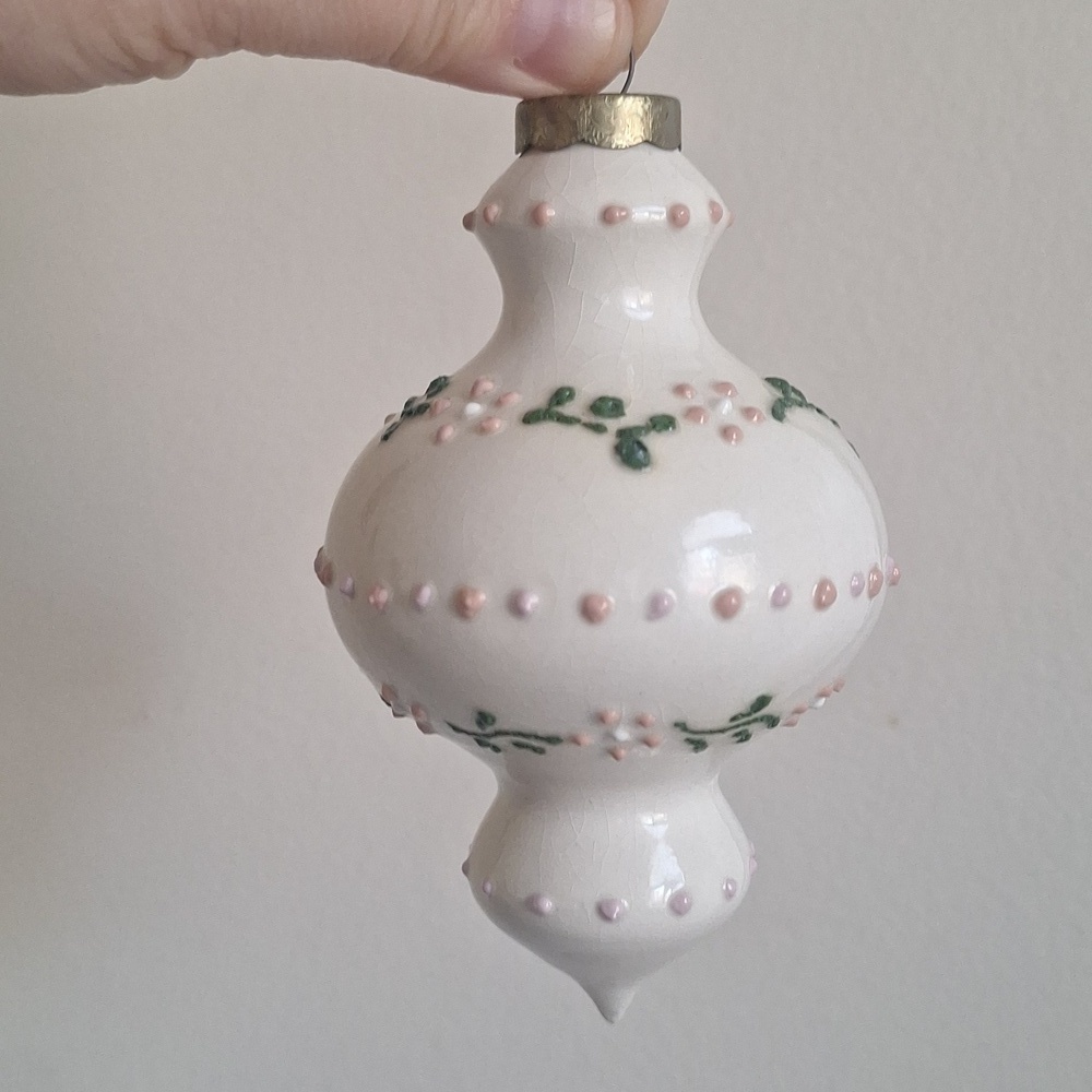 Vintage Enameled Porcelain Christmas Tree Ornament - Picture 3 of 6